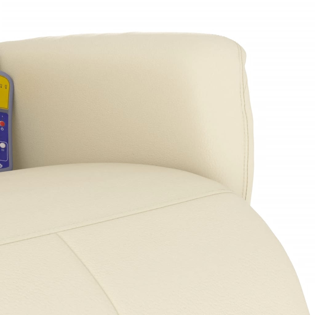 Fauteuil inclinable de massage et repose-pieds crème similicuir - XIOS