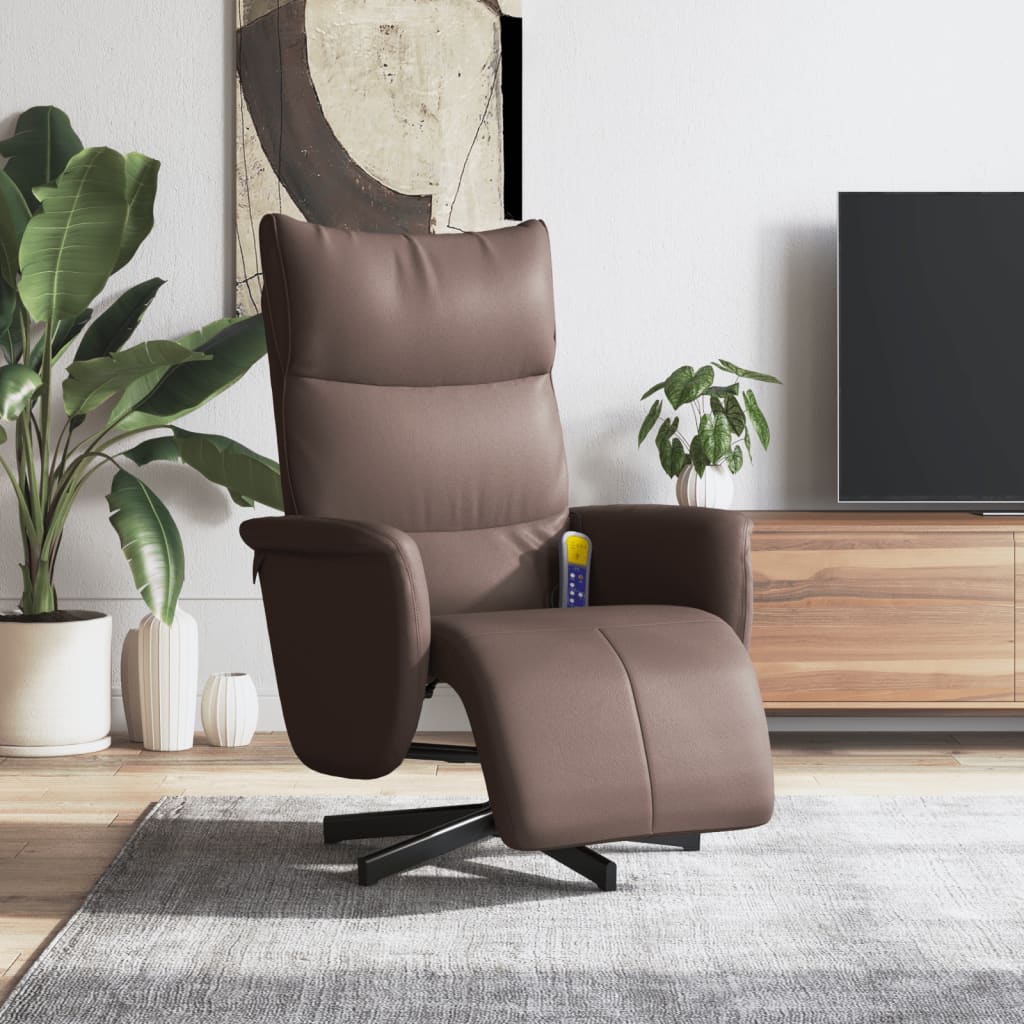 Fauteuil inclinable de massage repose-pieds marron similicuir - XIOS