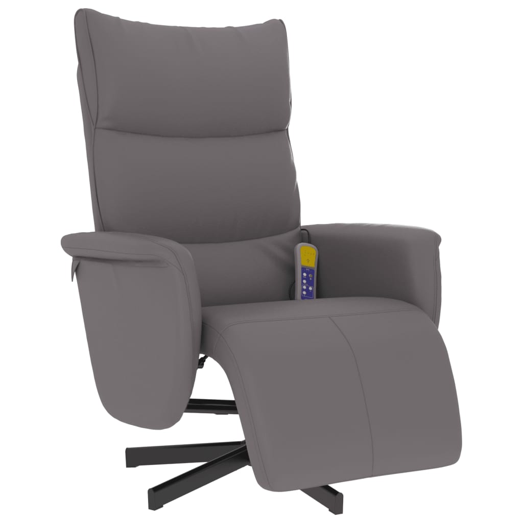 Fauteuil inclinable de massage repose-pieds gris similicuir - XIOS