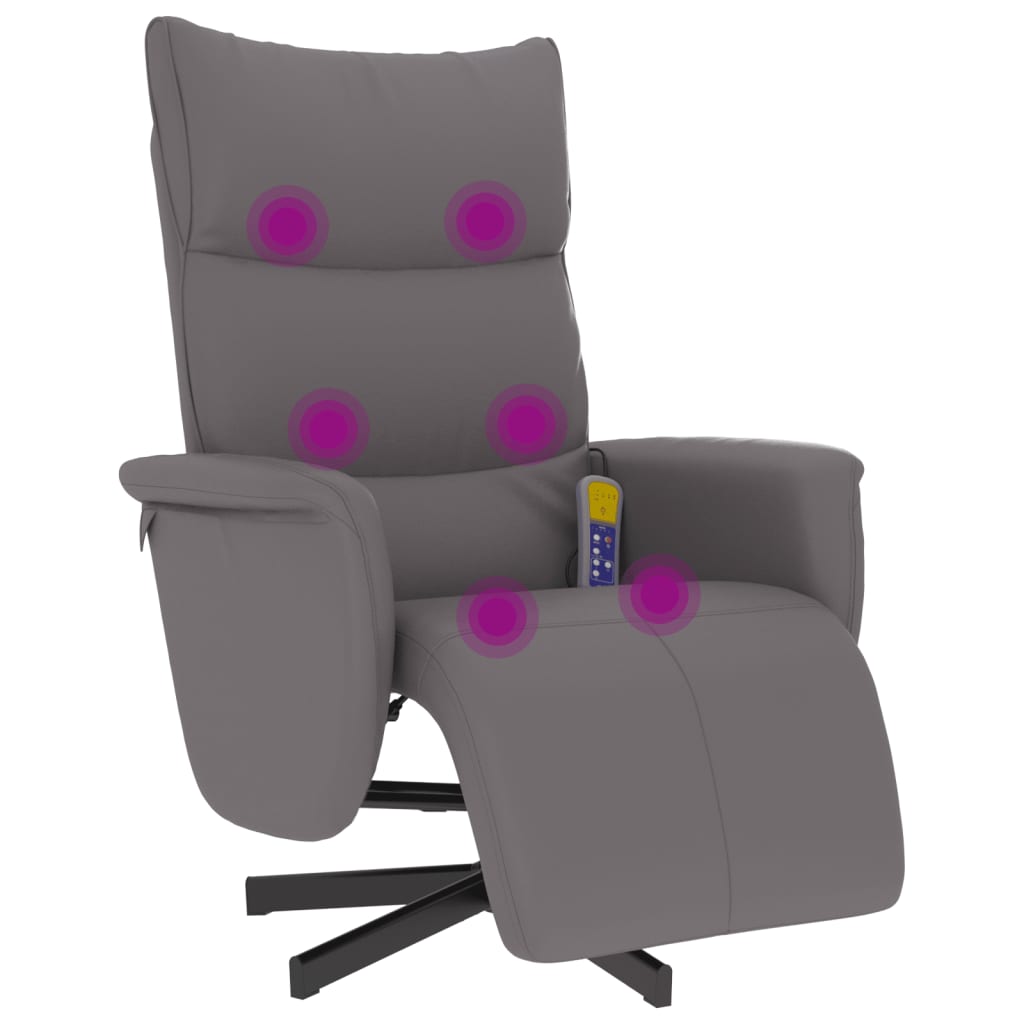 Fauteuil inclinable de massage repose-pieds gris similicuir - XIOS