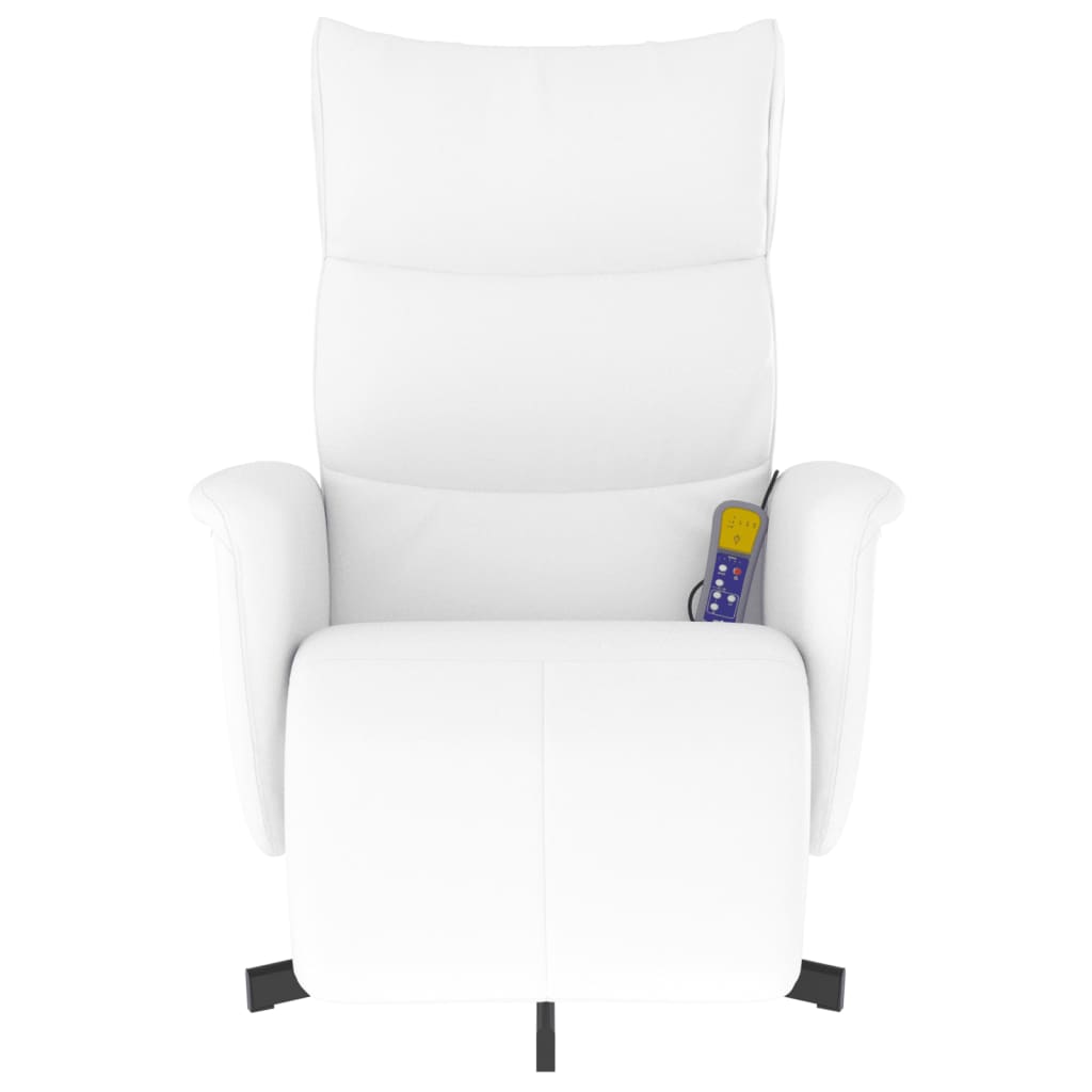 Fauteuil inclinable de massage repose-pieds blanc similicuir - XIOS