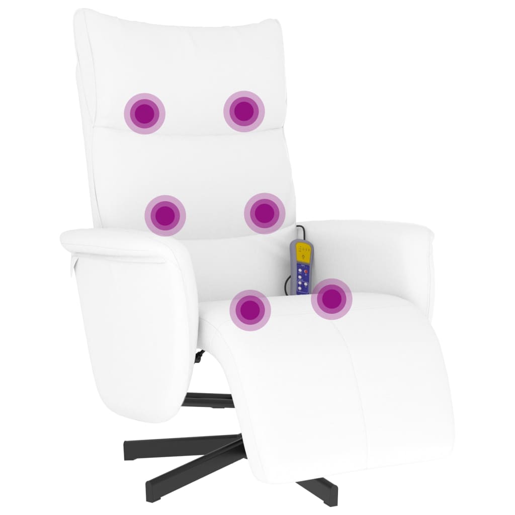 Fauteuil inclinable de massage repose-pieds blanc similicuir - XIOS