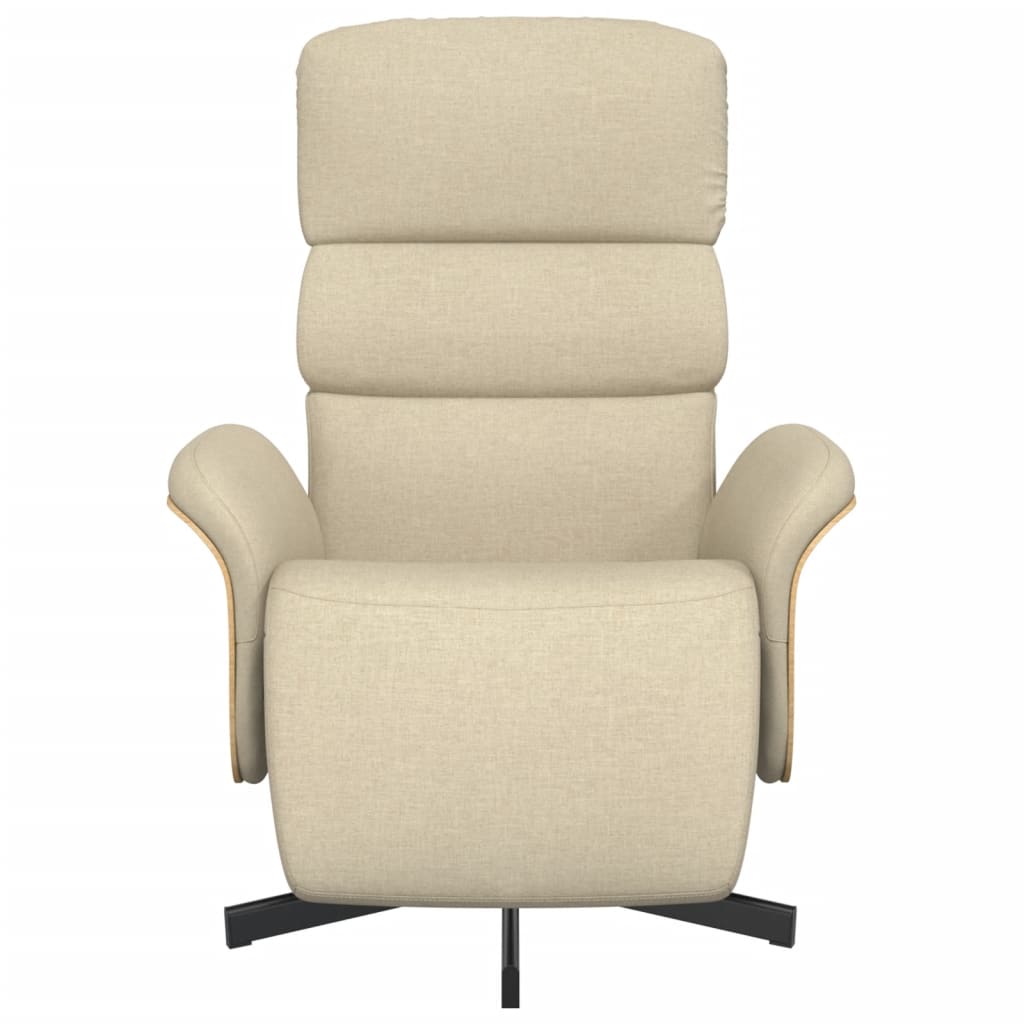 Fauteuil inclinable avec repose-pied crème tissu - XIOS