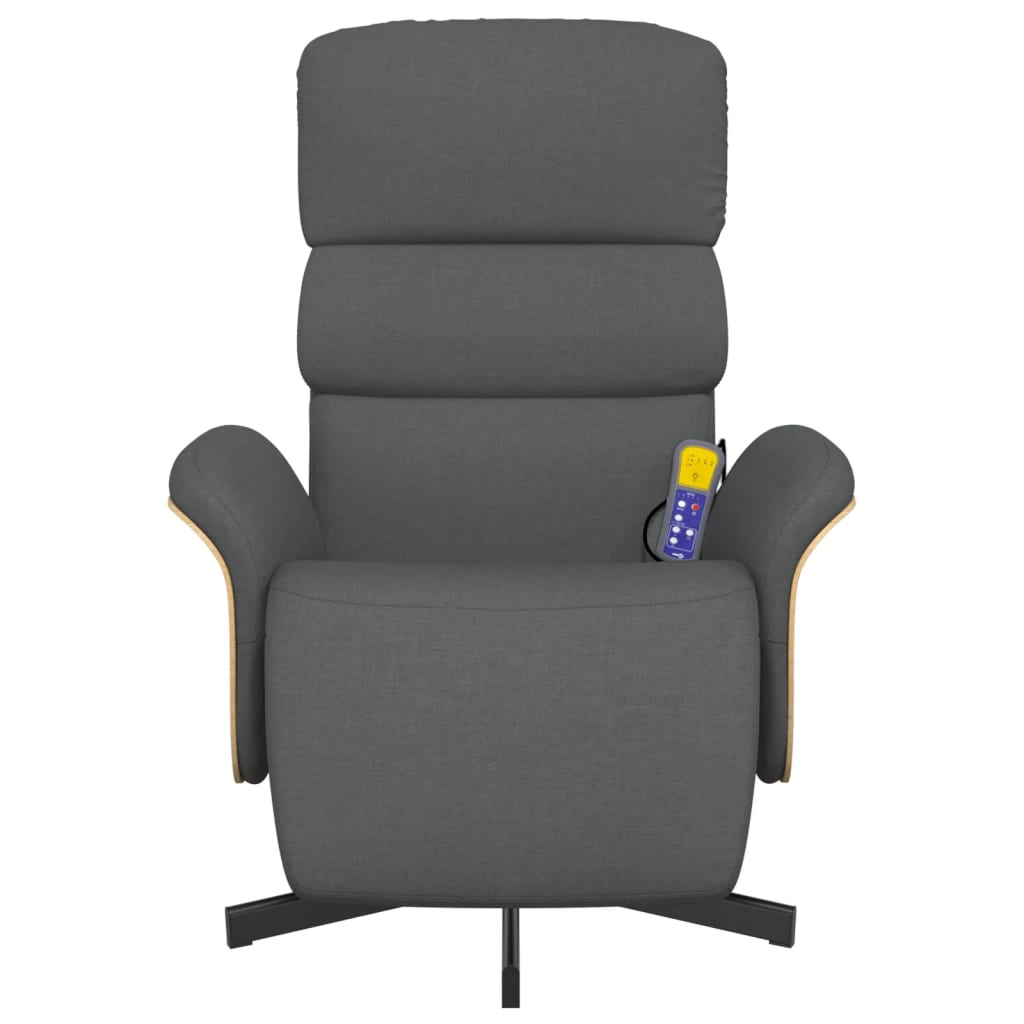 Fauteuil inclinable de massage et repose-pieds gris foncé tissu - XIOS