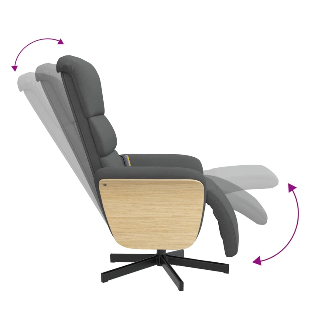 Fauteuil inclinable de massage et repose-pieds gris foncé tissu - XIOS