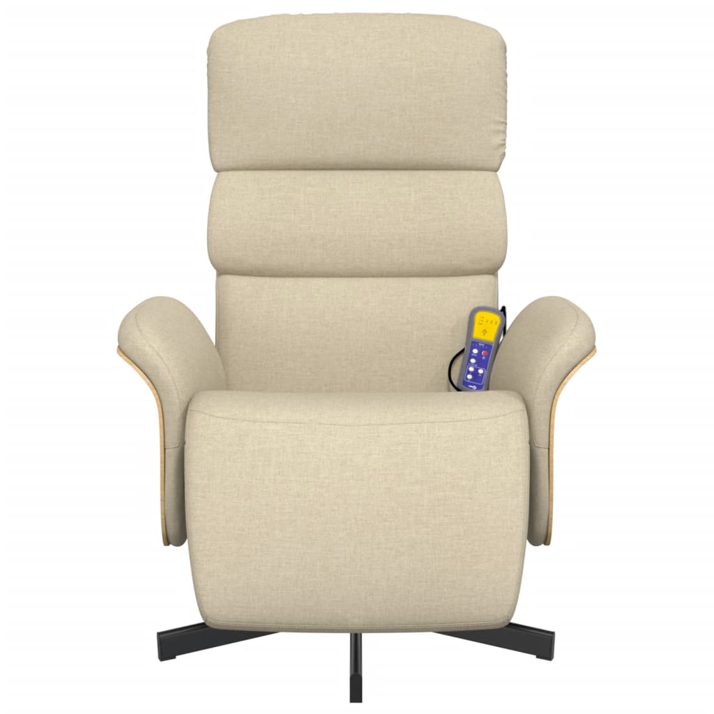 Fauteuil inclinable de massage avec repose-pieds crème tissu - XIOS