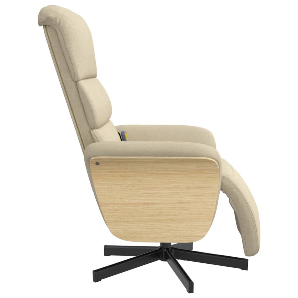 Fauteuil inclinable de massage avec repose-pieds crème tissu - XIOS