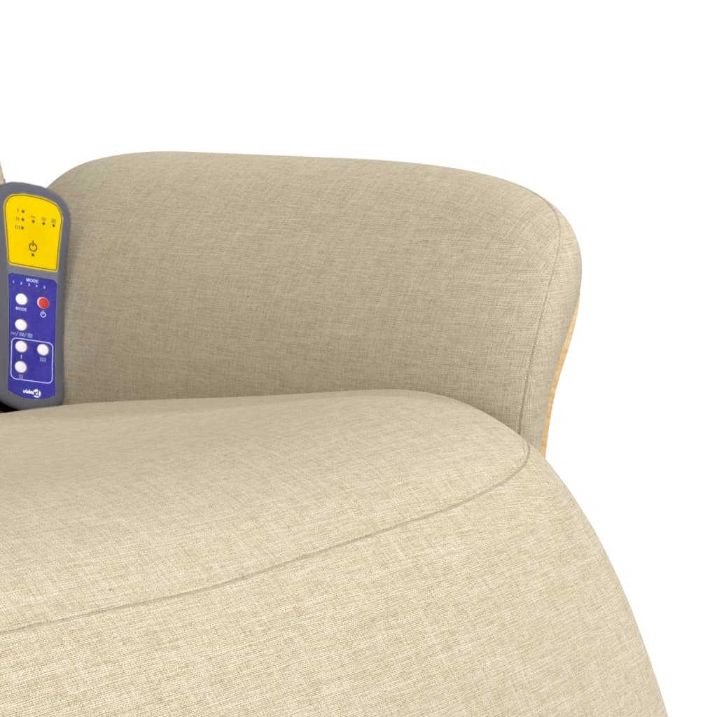 Fauteuil inclinable de massage avec repose-pieds crème tissu - XIOS