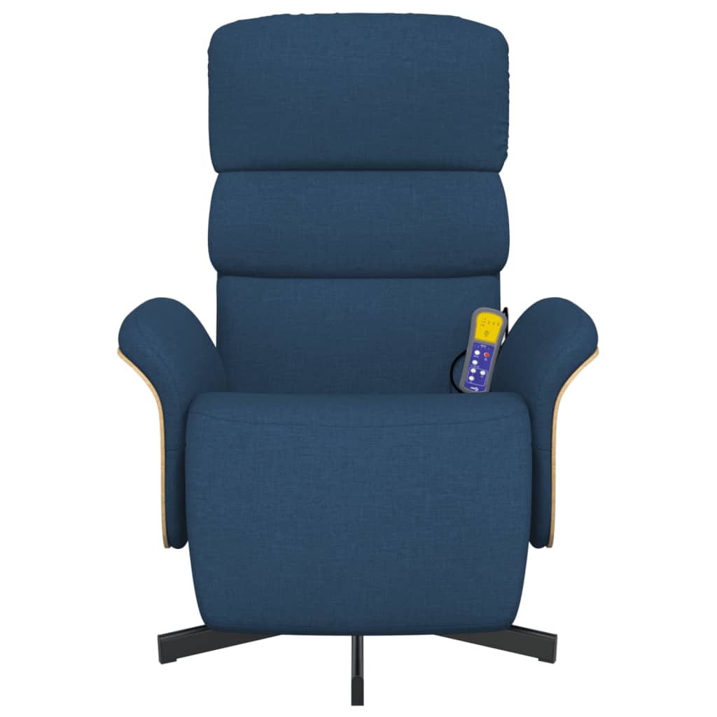 Fauteuil inclinable de massage avec repose-pieds bleu tissu - XIOS