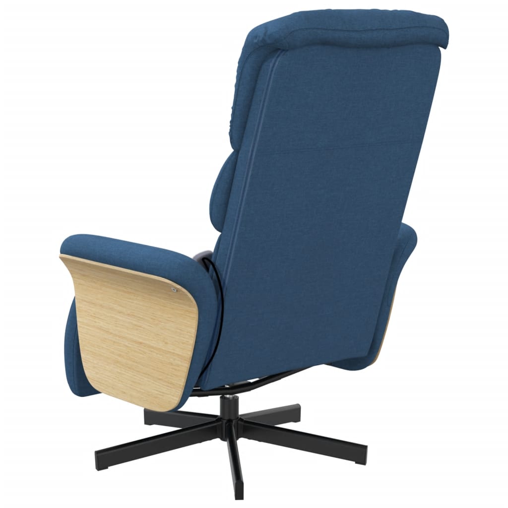 Fauteuil inclinable de massage avec repose-pieds bleu tissu - XIOS