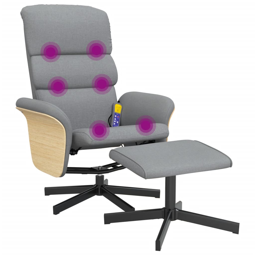 Fauteuil inclinable de massage et repose-pied gris clair tissu Fauteuils vidaXL