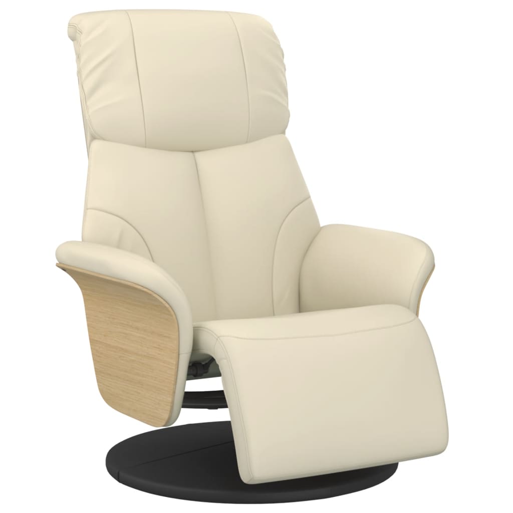 Fauteuil inclinable avec repose-pieds crème similicuir - XIOS