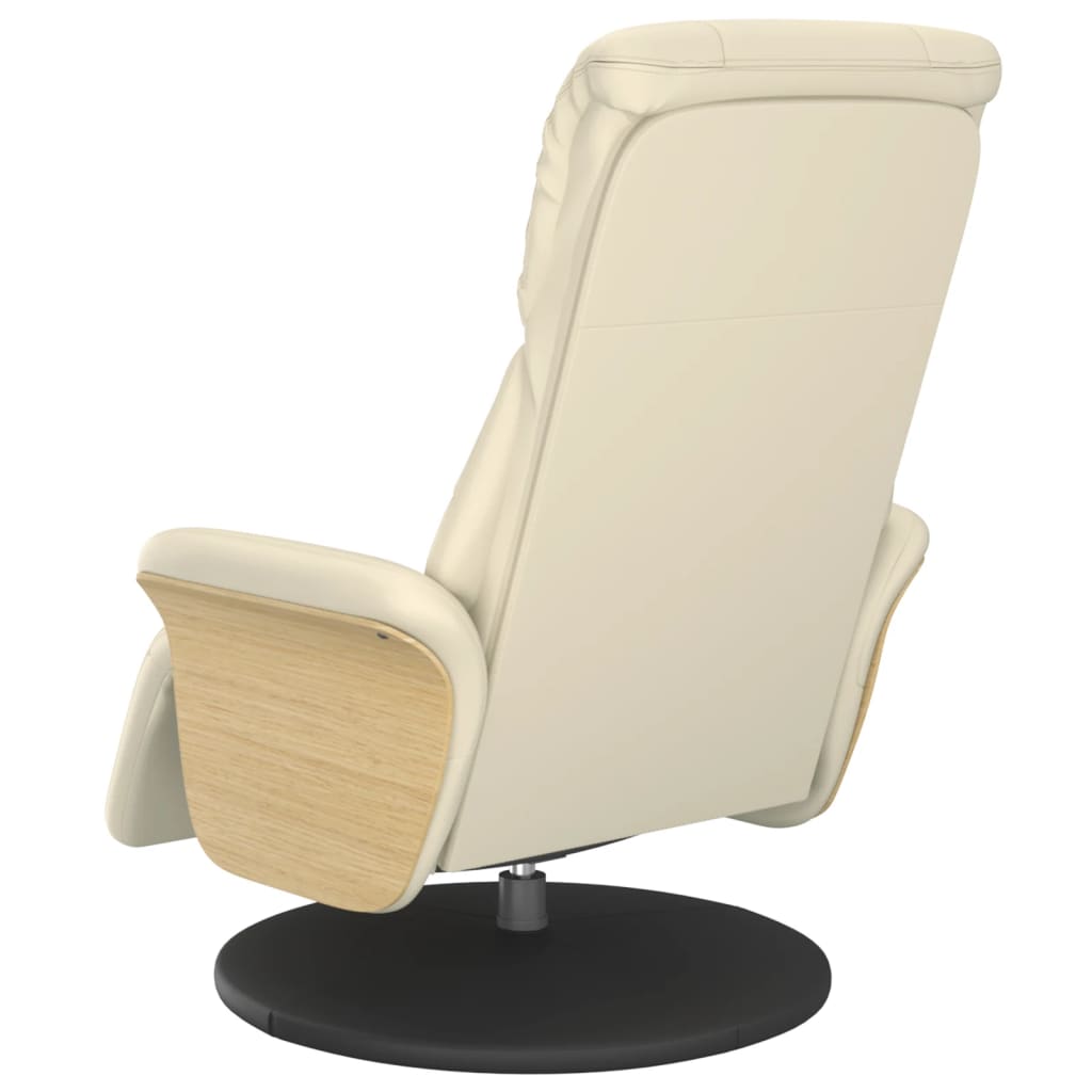 Fauteuil inclinable avec repose-pieds crème similicuir - XIOS