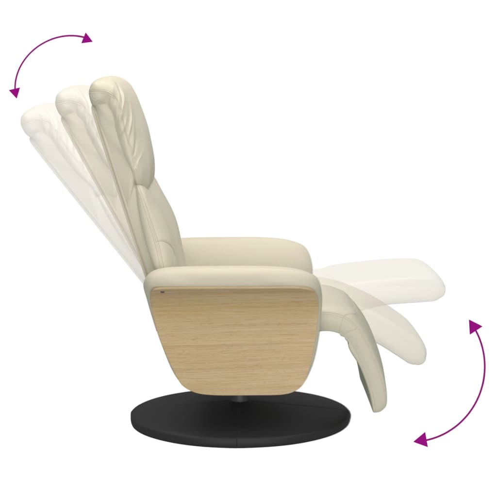 Fauteuil inclinable avec repose-pieds crème similicuir - XIOS