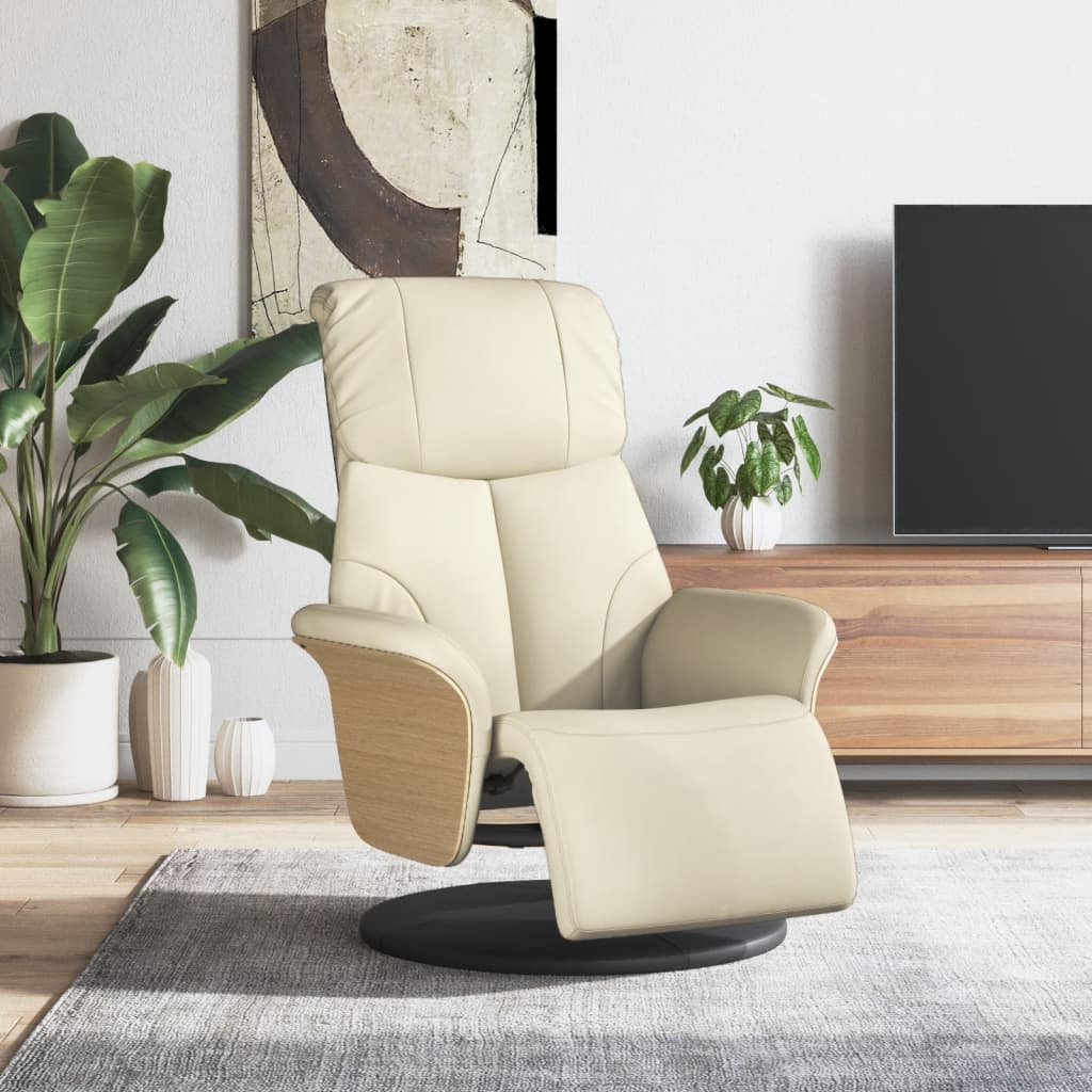 Fauteuil inclinable avec repose-pieds crème similicuir - XIOS