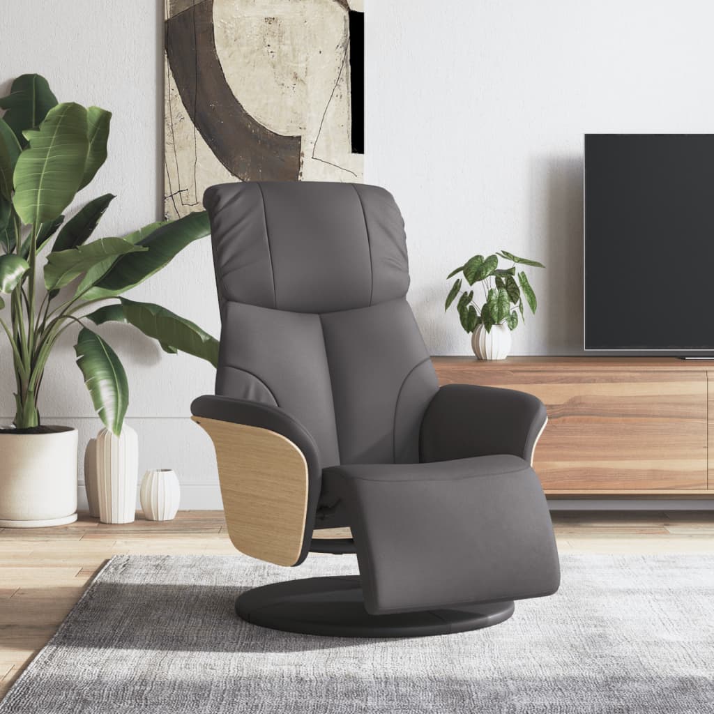 Fauteuil inclinable avec repose-pieds gris similicuir - XIOS