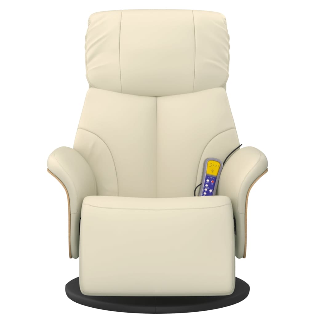Fauteuil inclinable de massage et repose-pieds crème similicuir - XIOS