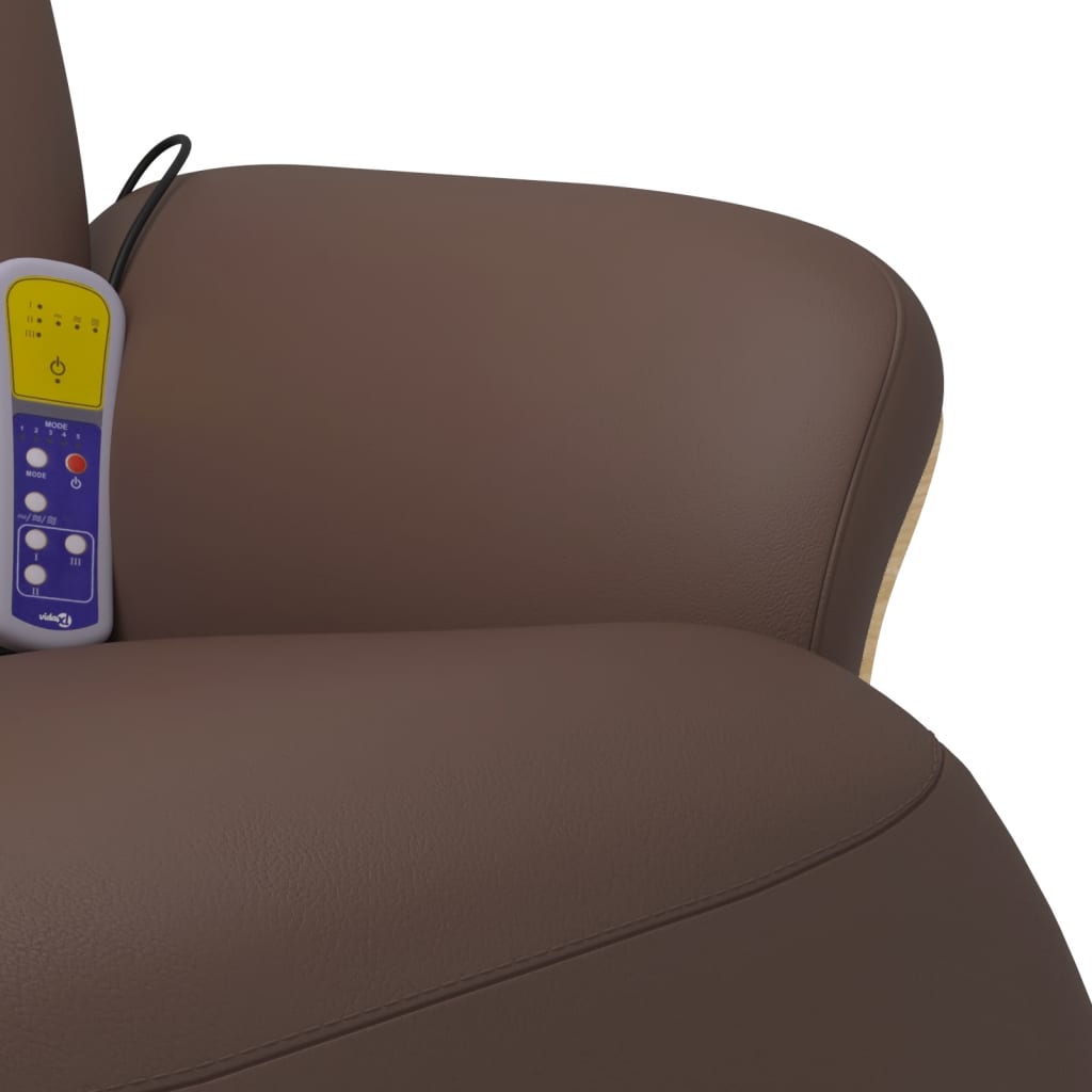 Fauteuil inclinable de massage repose-pieds marron similicuir - XIOS