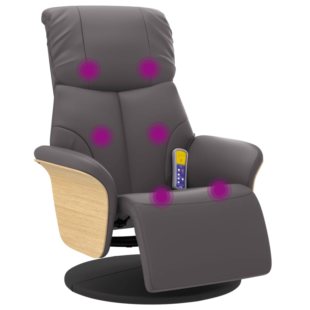 Fauteuil inclinable de massage repose-pieds gris similicuir Fauteuils vidaXL
