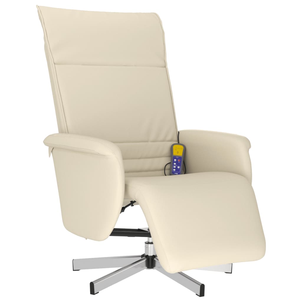 Fauteuil inclinable de massage et repose-pieds crème similicuir Fauteuils vidaXL