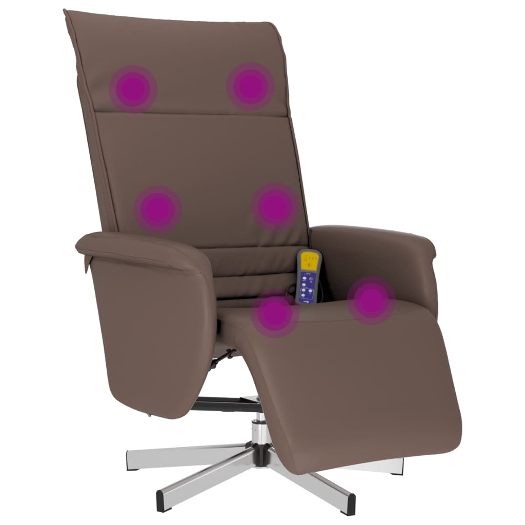 Fauteuil inclinable de massage repose-pieds marron similicuir - XIOS