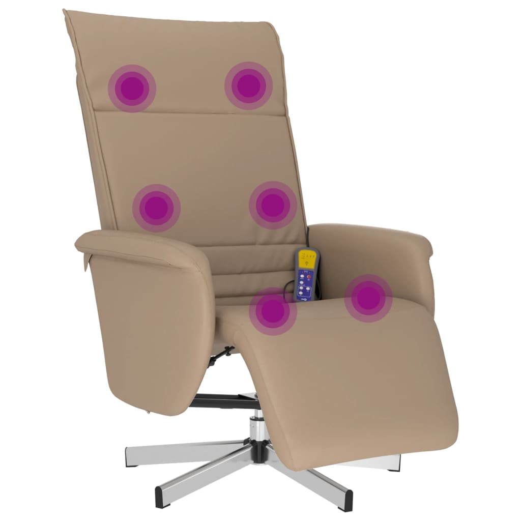 Fauteuil inclinable de massage repose-pieds cappuccino - XIOS