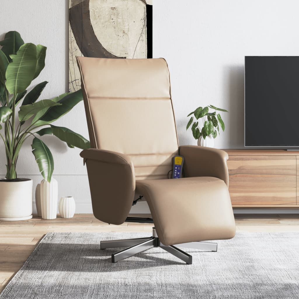 Fauteuil inclinable de massage repose-pieds cappuccino - XIOS