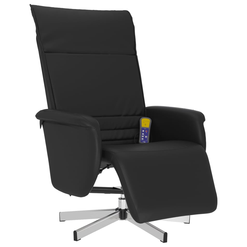 Fauteuil inclinable de massage repose-pieds noir similicuir - XIOS