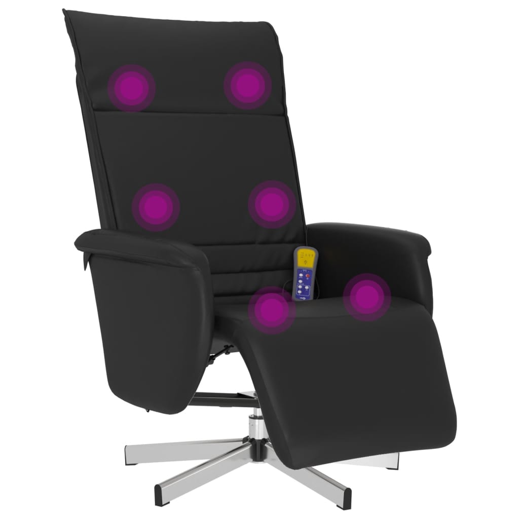 Fauteuil inclinable de massage repose-pieds noir similicuir - XIOS