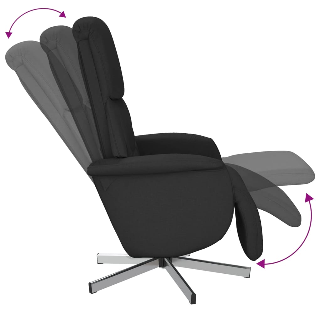 Fauteuil inclinable avec repose-pieds noir tissu - XIOS