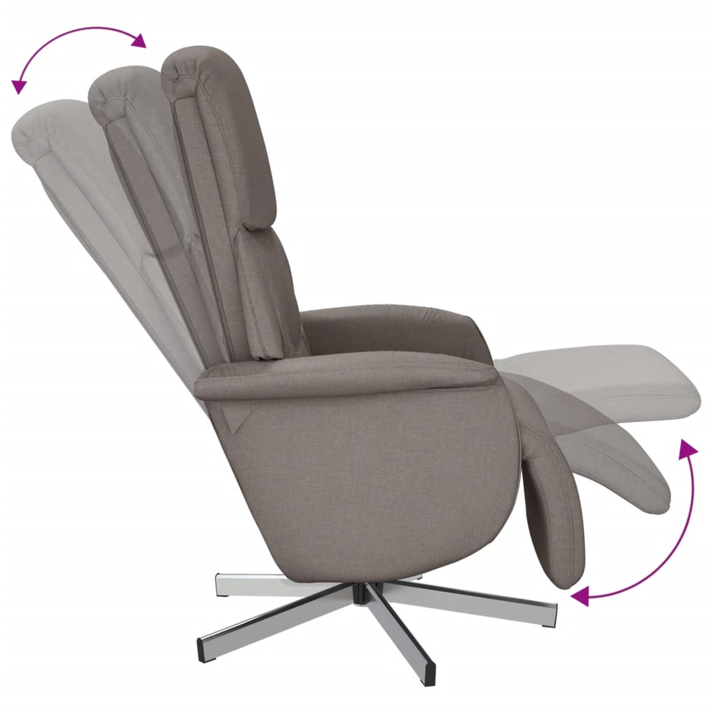 Fauteuil inclinable avec repose-pieds taupe tissu - XIOS