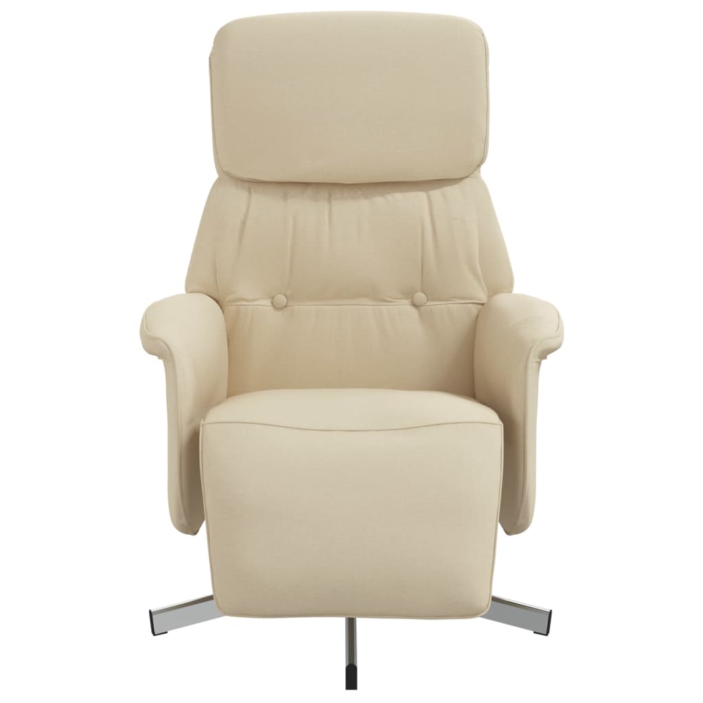 Fauteuil inclinable avec repose-pied crème tissu - XIOS