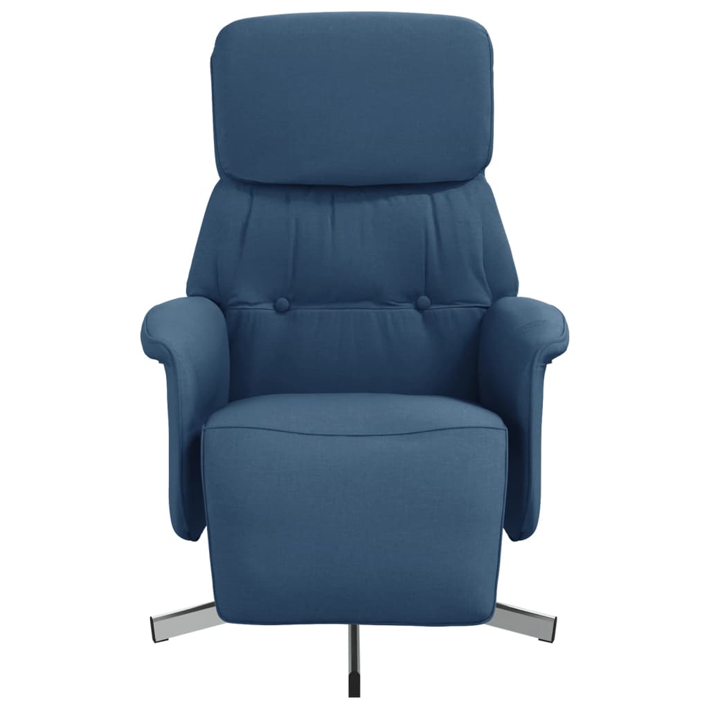 Fauteuil inclinable avec repose-pieds bleu tissu - XIOS