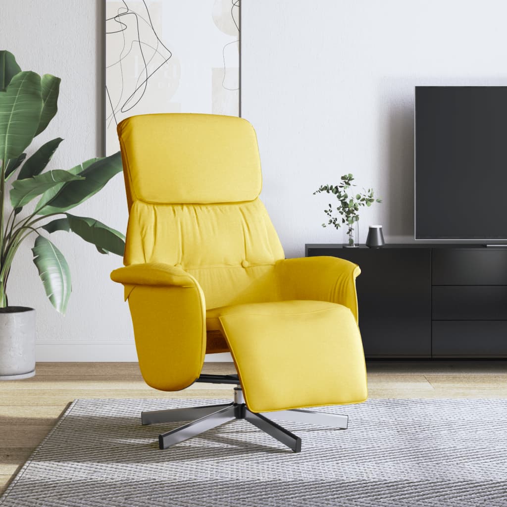 Fauteuil inclinable avec repose-pieds jaune clair tissu - XIOS