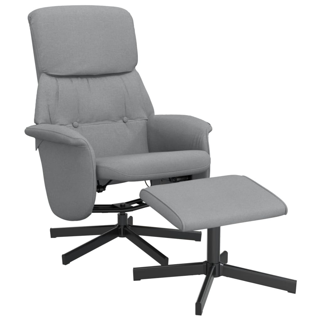 Fauteuil inclinable avec repose-pied gris clair tissu - XIOS