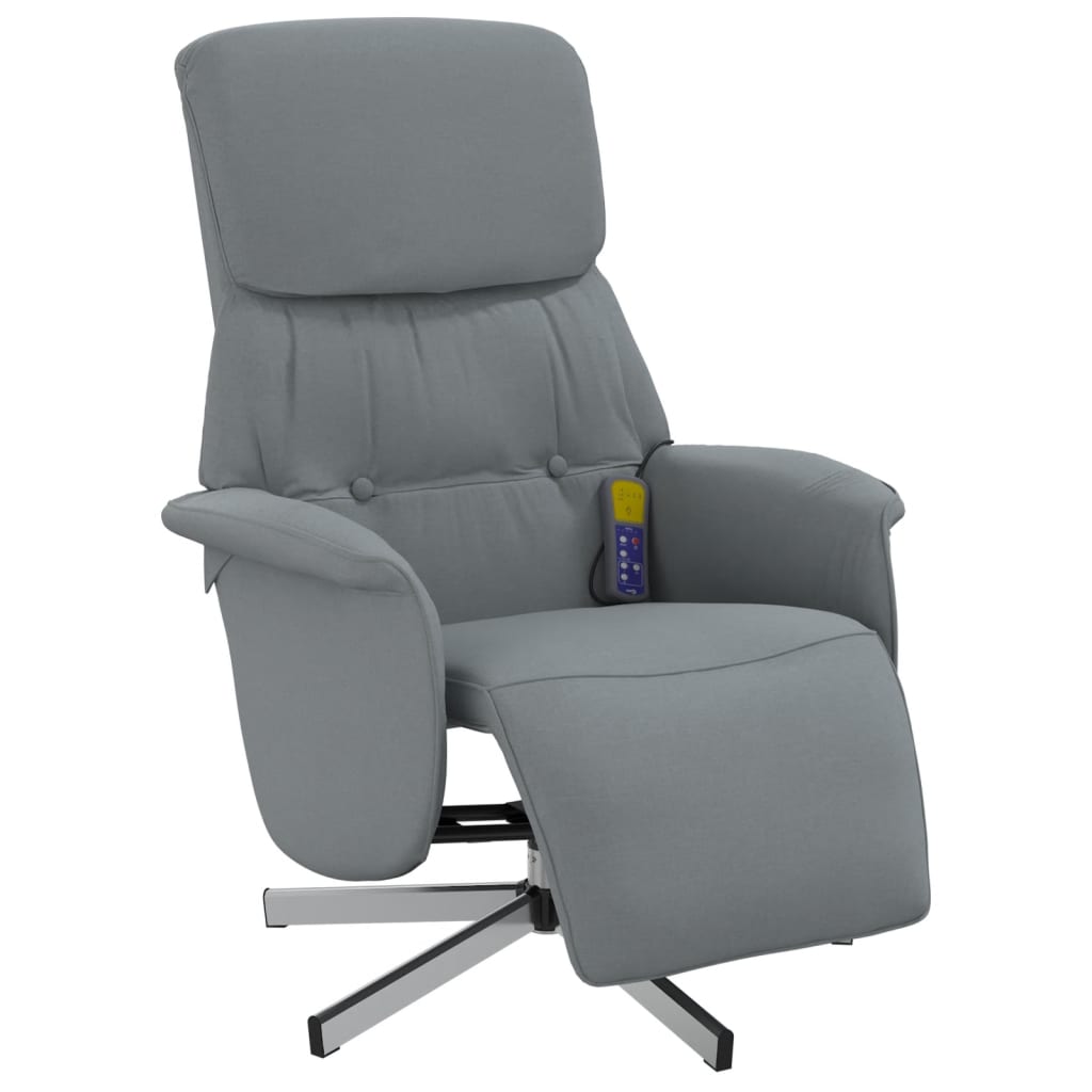 Fauteuil inclinable de massage et repose-pieds gris clair tissu - XIOS