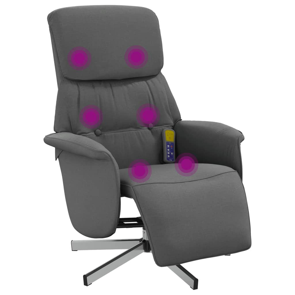 Fauteuil inclinable de massage et repose-pieds gris foncé tissu - XIOS