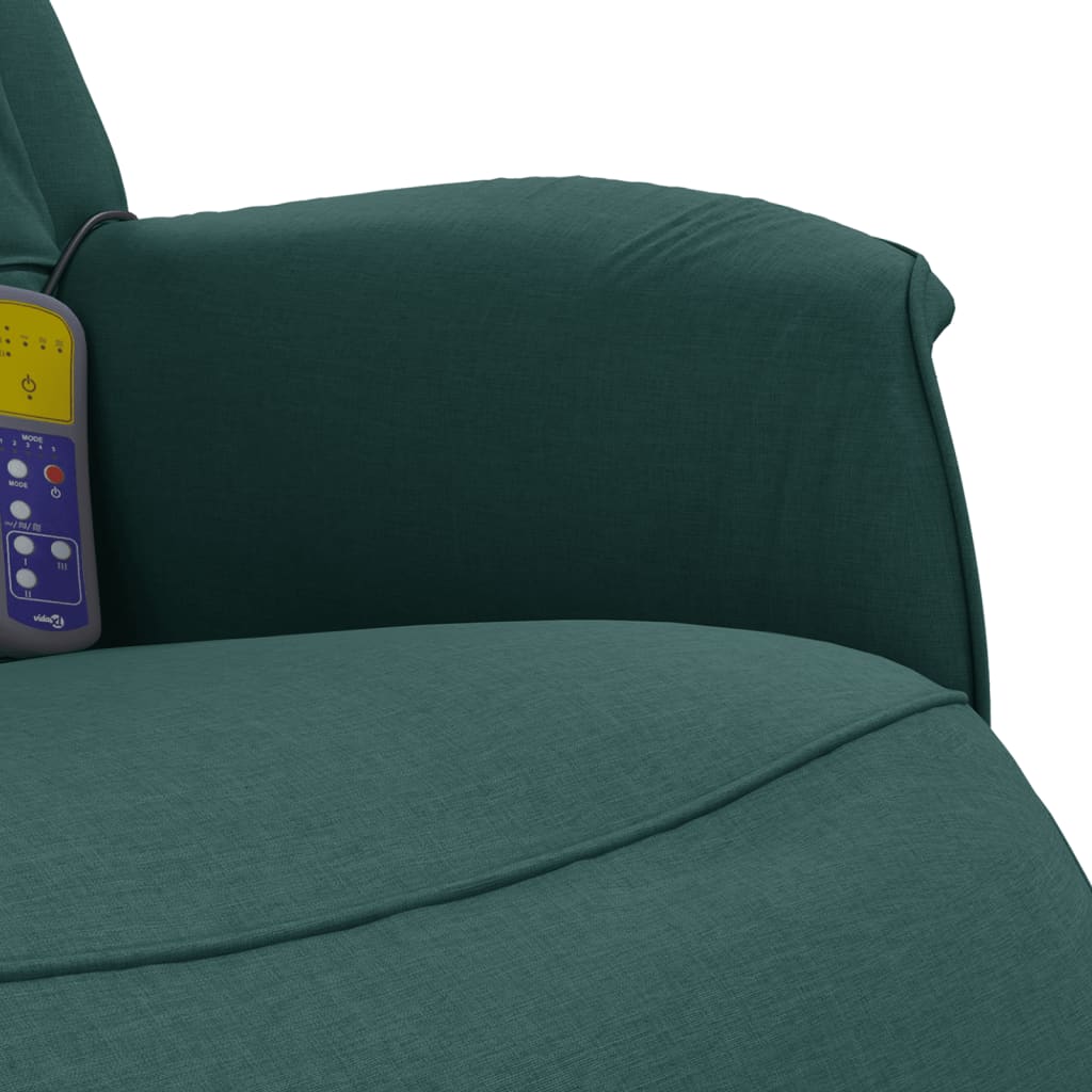 Fauteuil inclinable de massage et repose-pieds vert foncé tissu - XIOS