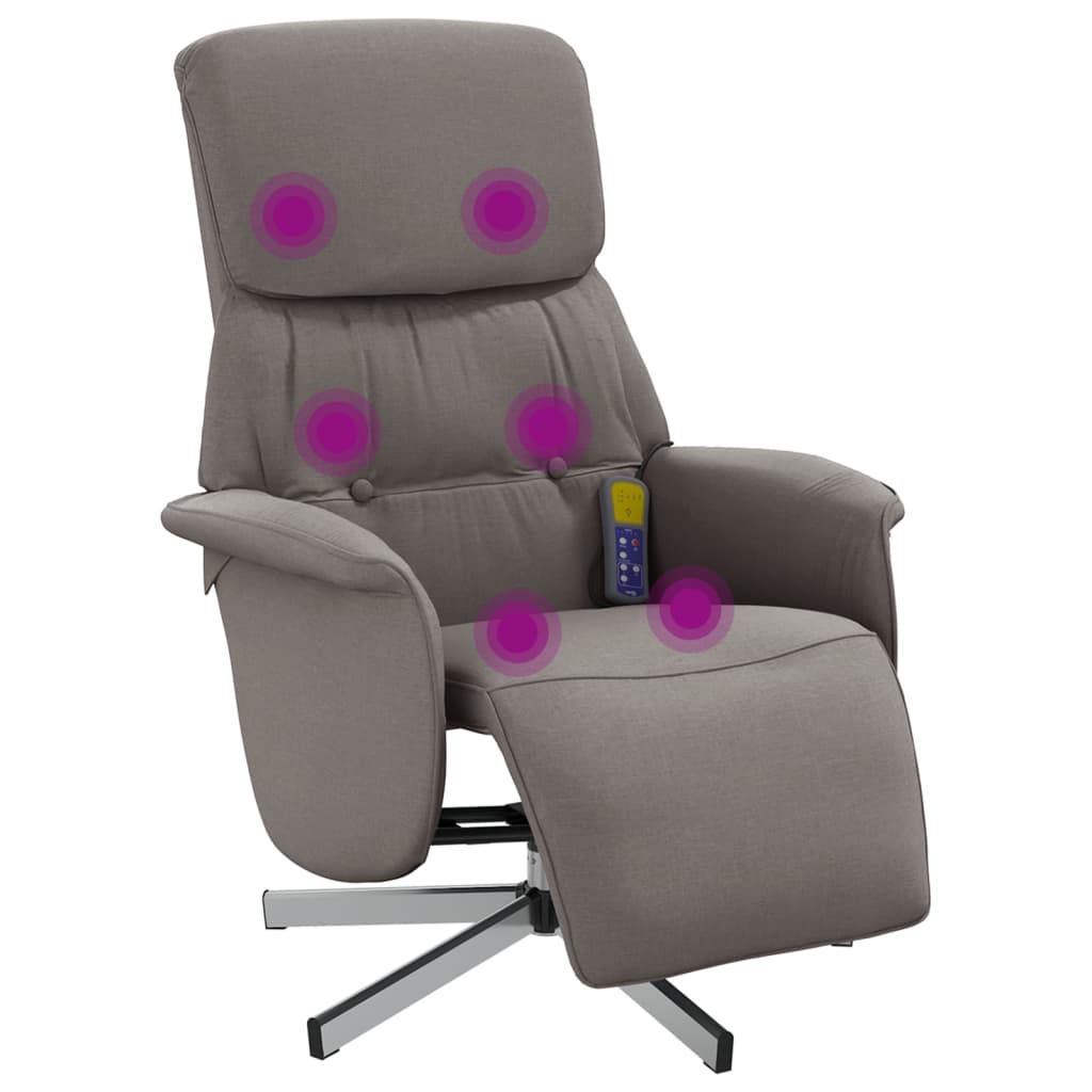 Fauteuil inclinable de massage avec repose-pieds taupe tissu - XIOS