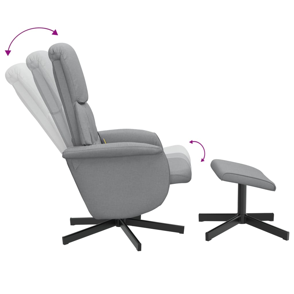 Fauteuil inclinable de massage et repose-pied gris clair tissu - XIOS