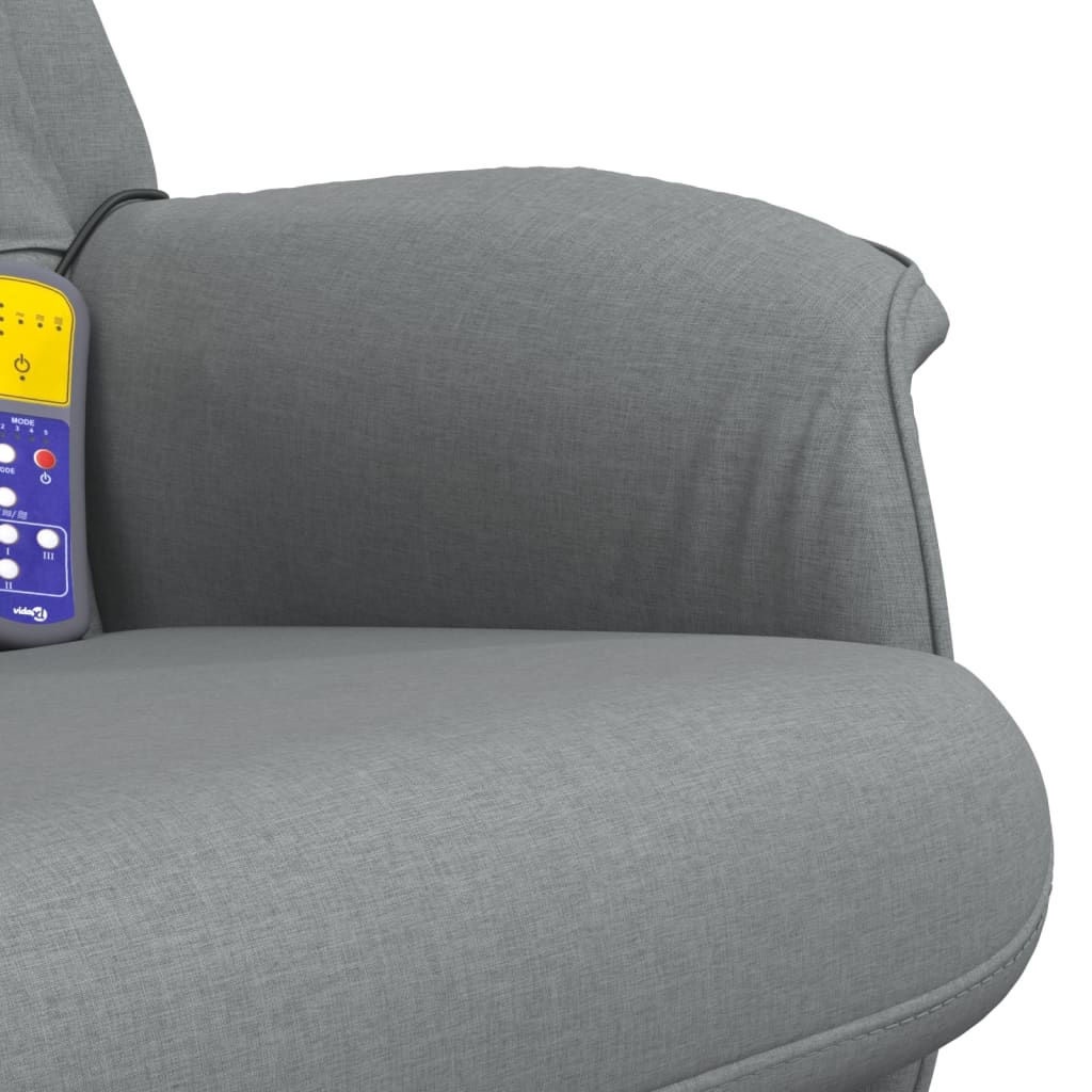 Fauteuil inclinable de massage et repose-pied gris clair tissu - XIOS