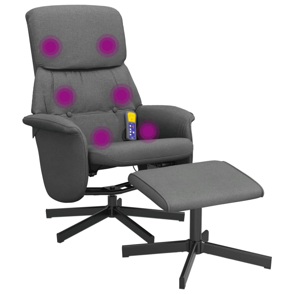 Fauteuil de massage inclinable et repose-pieds gris foncé tissu Fauteuils vidaXL