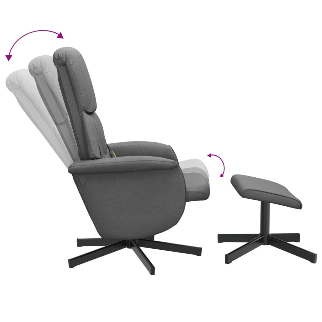 Fauteuil de massage inclinable et repose-pieds gris foncé tissu Fauteuils vidaXL