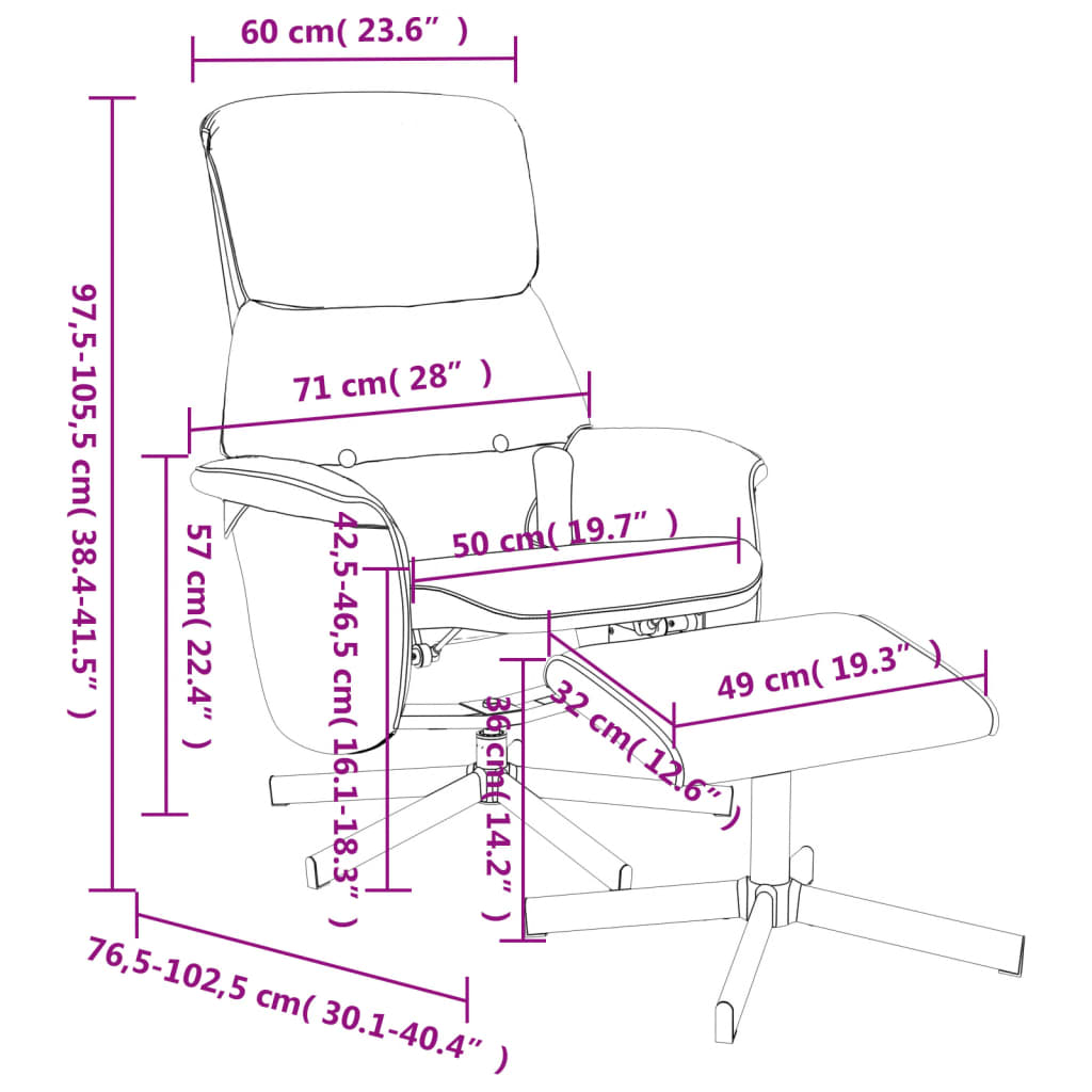 Fauteuil de massage inclinable et repose-pieds gris foncé tissu Fauteuils vidaXL