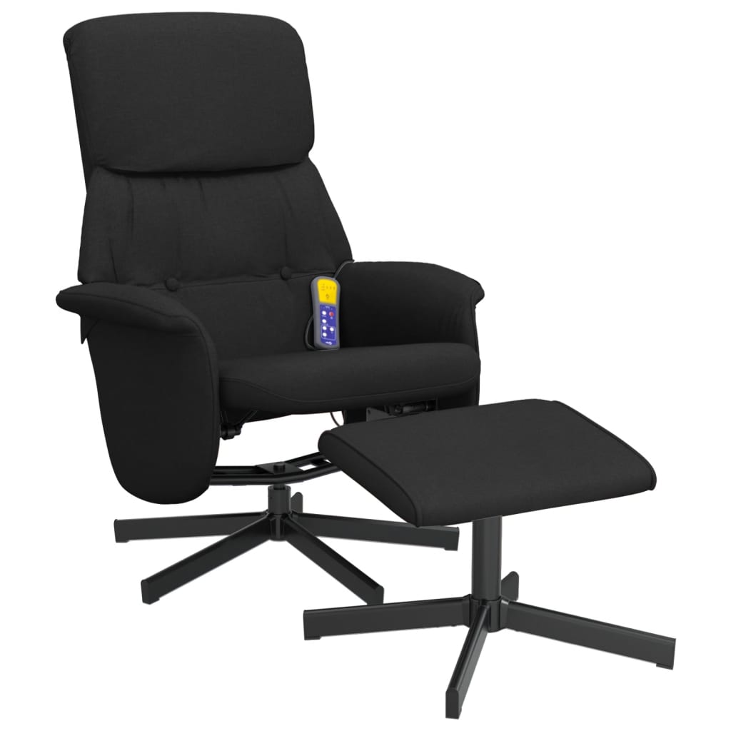 Fauteuil de massage inclinable avec repose-pied noir tissu Fauteuils vidaXL