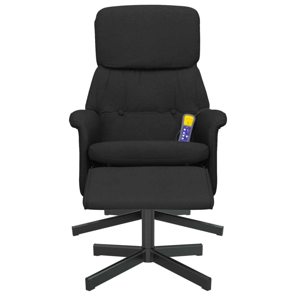 Fauteuil de massage inclinable avec repose-pied noir tissu Fauteuils vidaXL