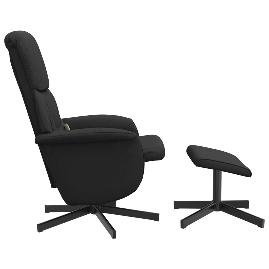 Fauteuil de massage inclinable avec repose-pied noir tissu Fauteuils vidaXL