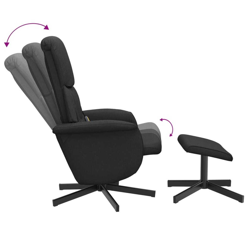 Fauteuil de massage inclinable avec repose-pied noir tissu Fauteuils vidaXL