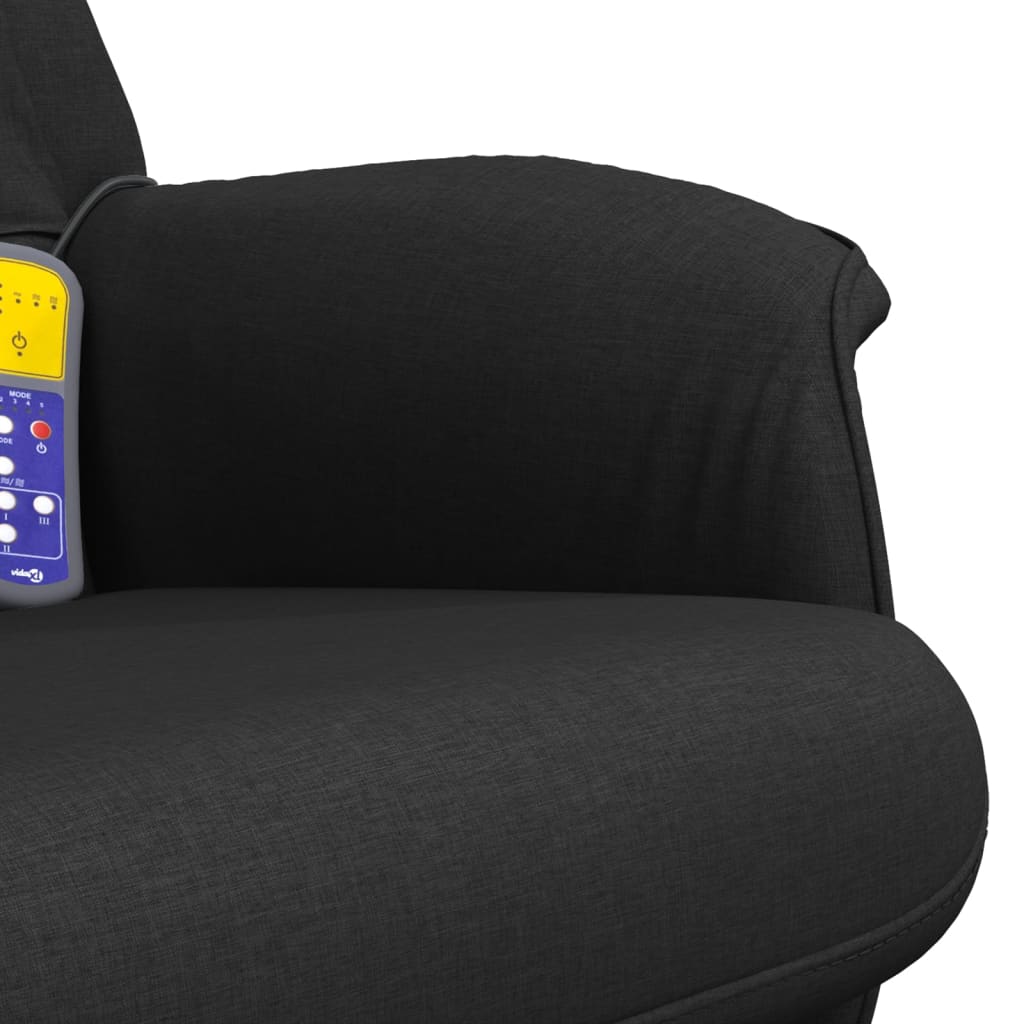 Fauteuil de massage inclinable avec repose-pied noir tissu Fauteuils vidaXL