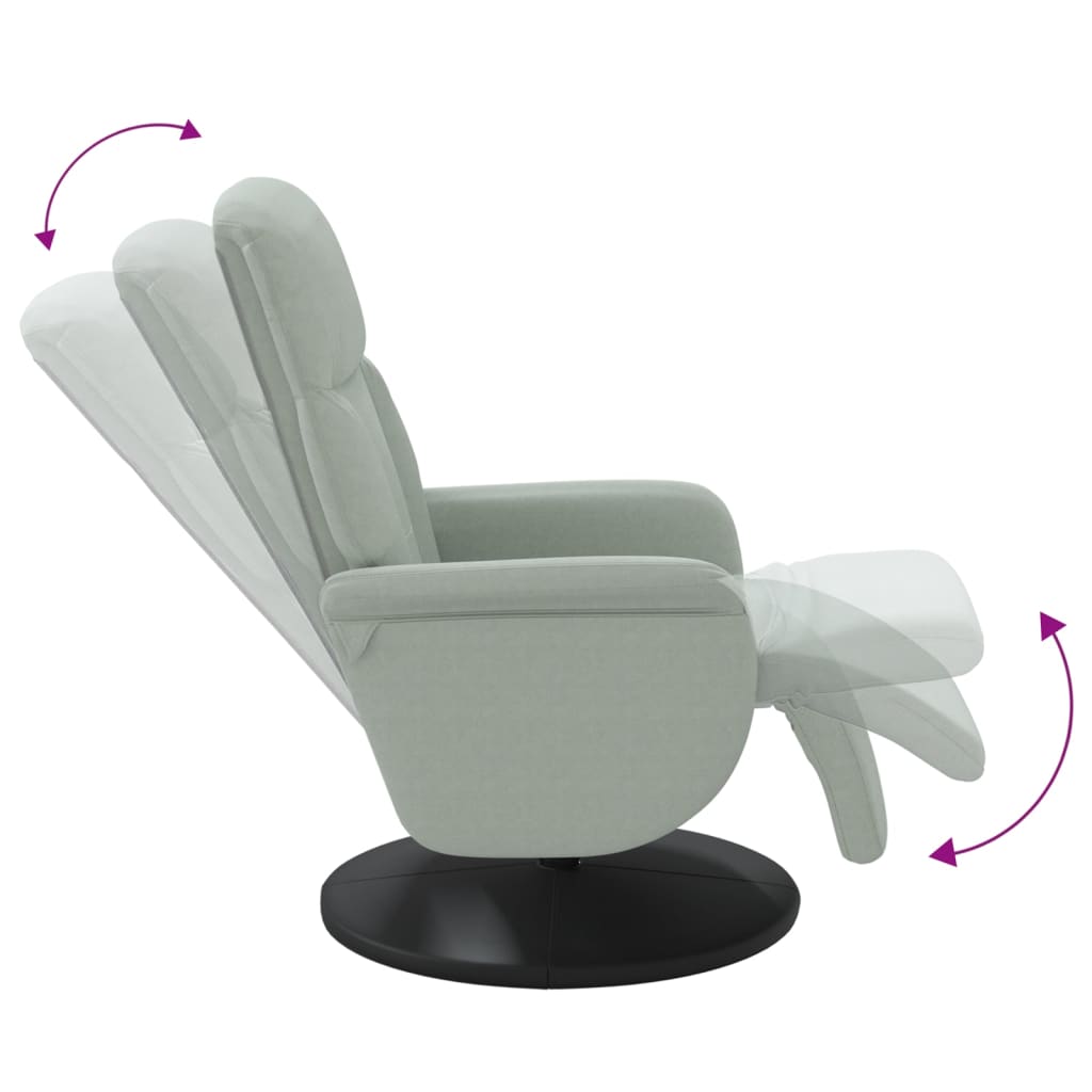 Fauteuil inclinable avec repose-pied gris clair velours - XIOS